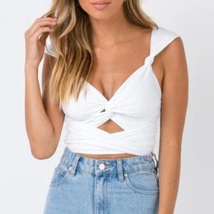 White Tie Up Crop Top